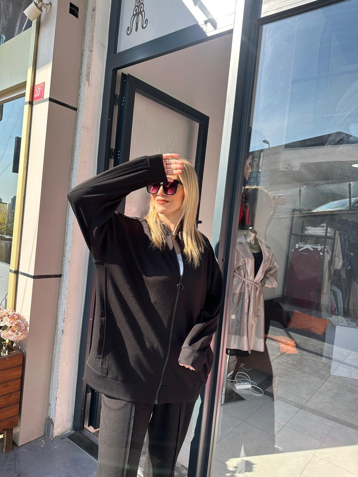 Taş İşlemeli Modal Tencel Kumaş Eşofman Takımları