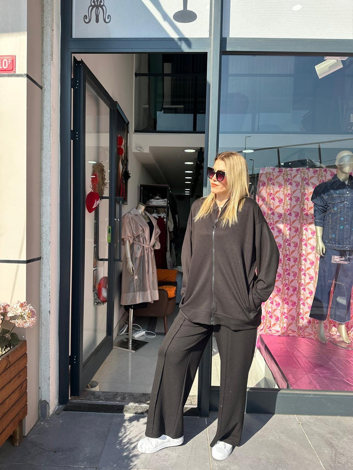 Taş İşlemeli Modal Tencel Kumaş Eşofman Takımları