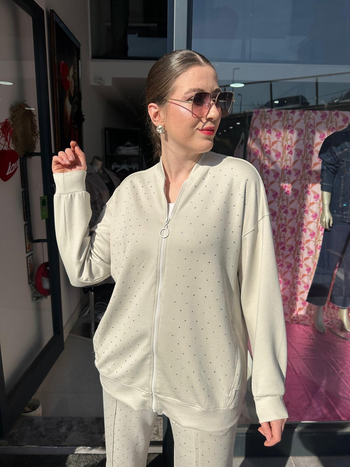 Taş İşlemeli Modal Tencel Kumaş Eşofman Takımları