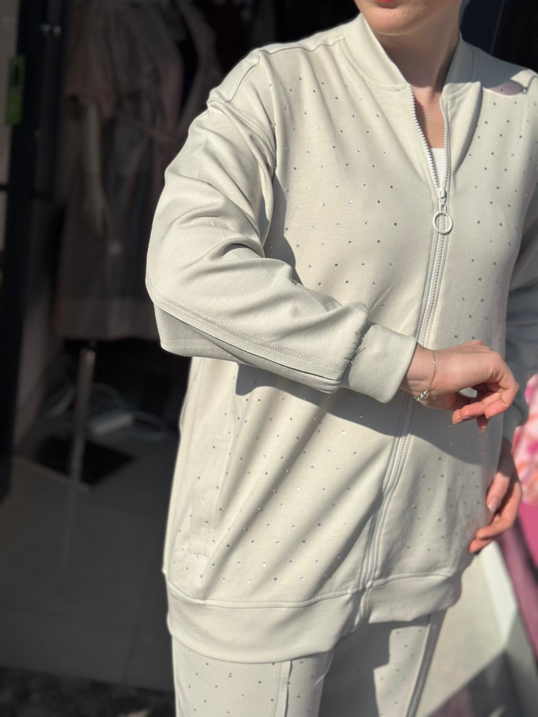 Taş İşlemeli Modal Tencel Kumaş Eşofman Takımları