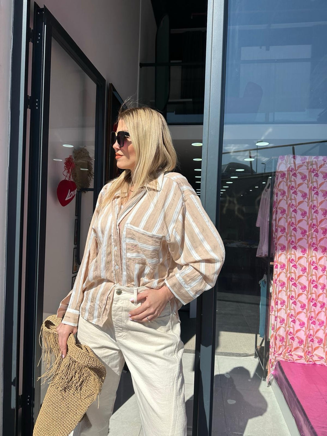 MOM JEANS ECRU GABARDIN PANTOLON