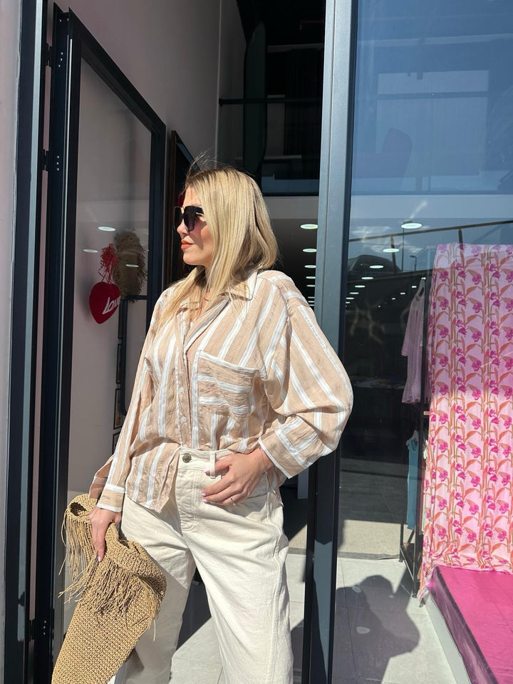 MOM JEANS ECRU GABARDIN PANTOLON