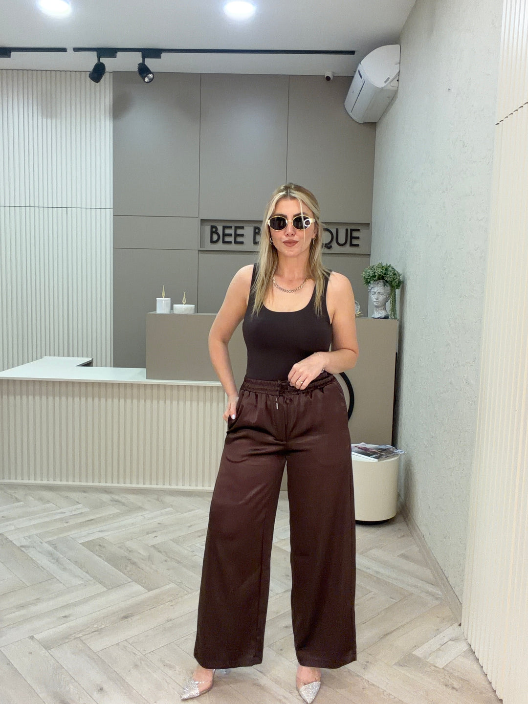 LASTİKLİ SATEN PANTOLON