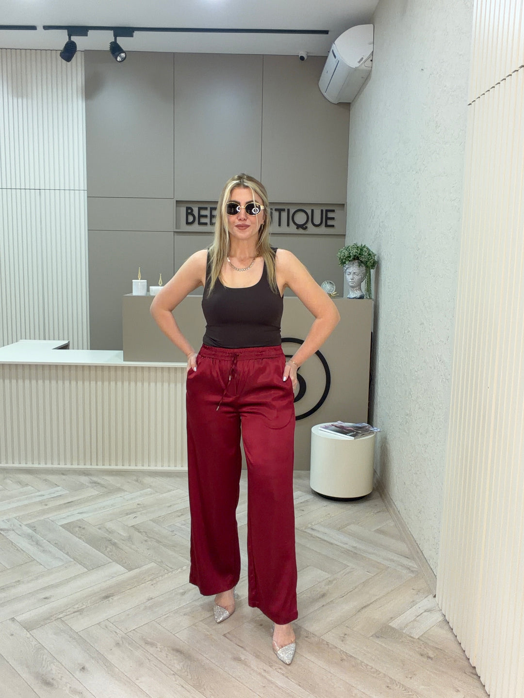 LASTİKLİ SATEN PANTOLON