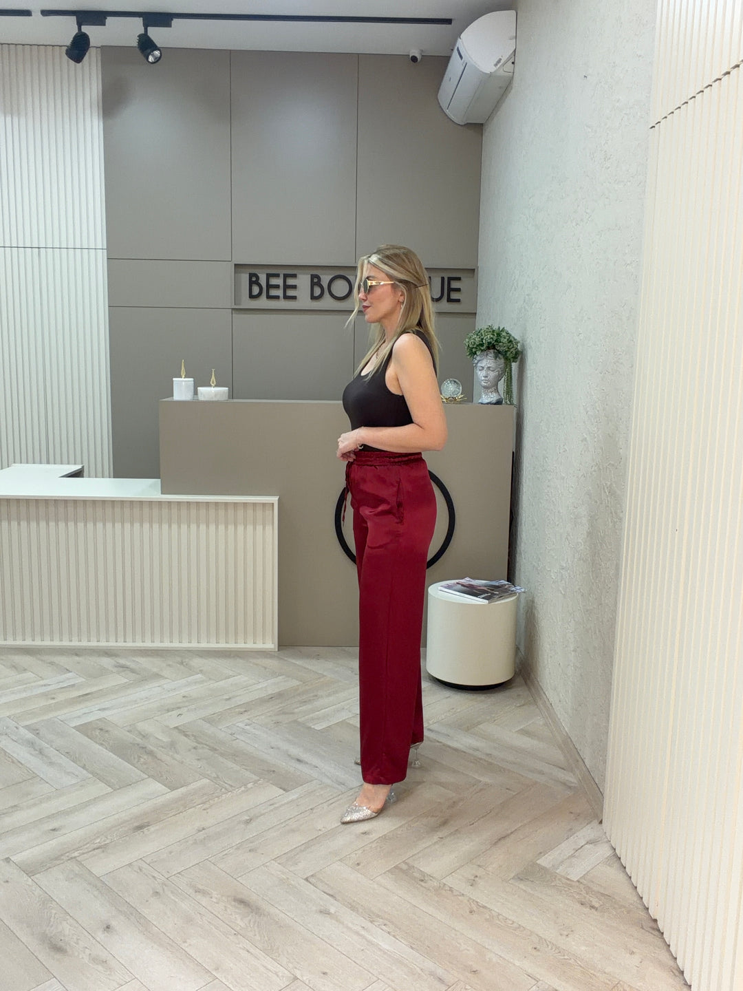 LASTİKLİ SATEN PANTOLON