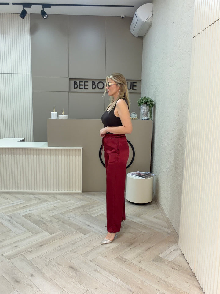 LASTİKLİ SATEN PANTOLON