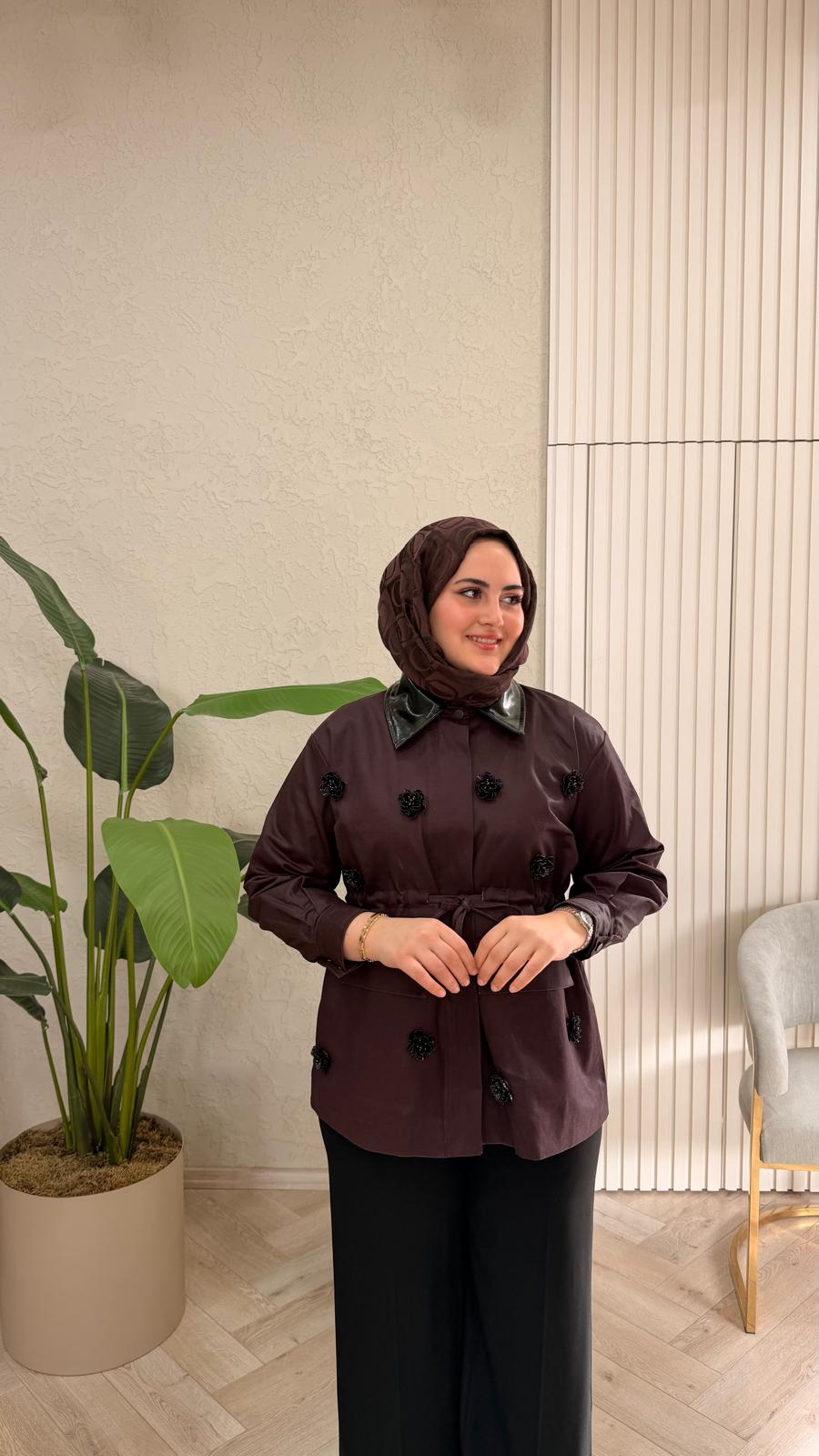 TASARIM TAŞ İŞLEMELİ BORDO CEKET