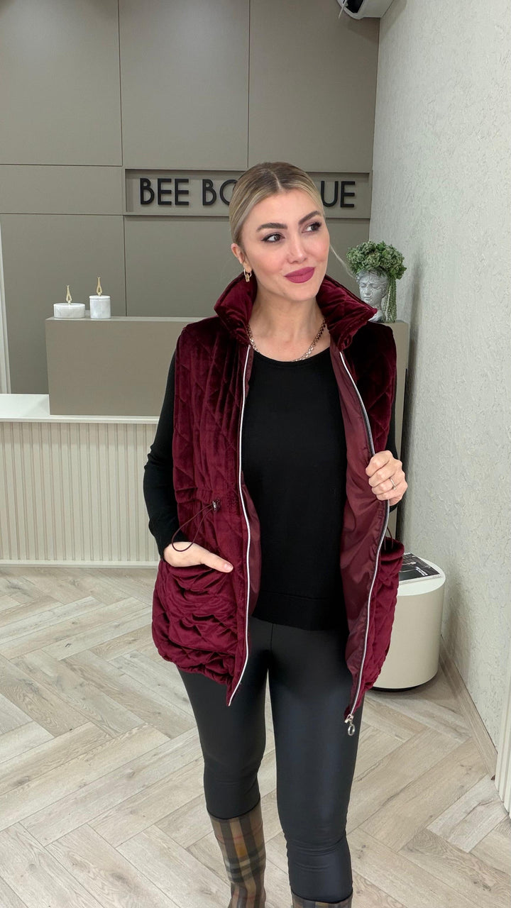 KAPİTONE KADİFE YELEK