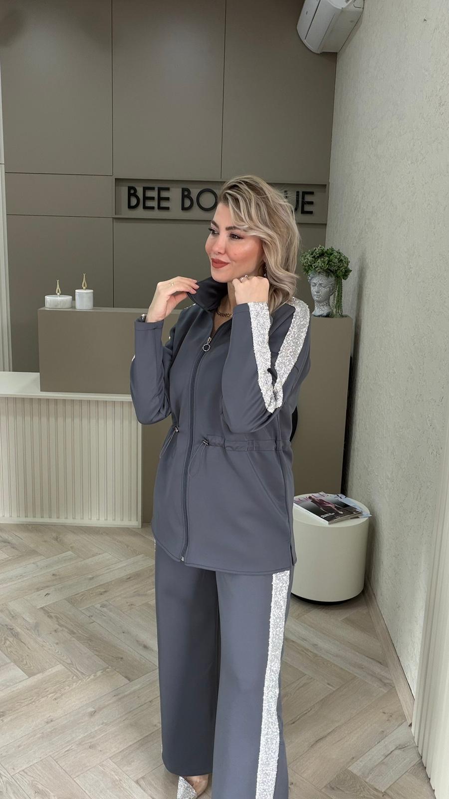 GRİ PAYET ŞERİTLİ TAKIM