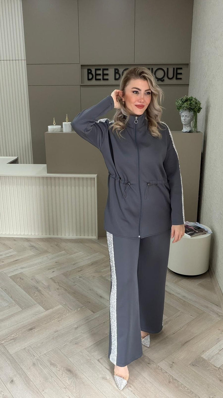GRİ PAYET ŞERİTLİ TAKIM