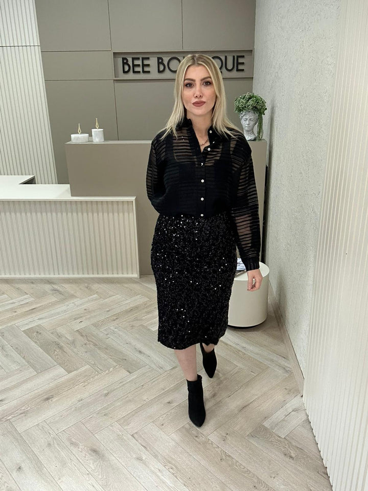 PAYETLİ YIRTMAÇLI  ETEK