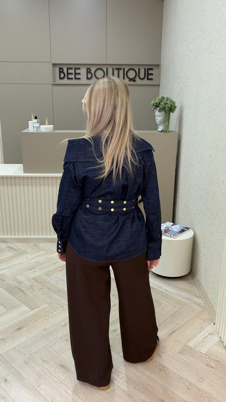 GOLD ÇIT ÇIT DETAYLI JEAN CEKET