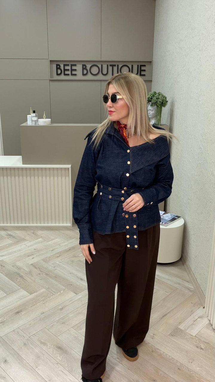 GOLD ÇIT ÇIT DETAYLI JEAN CEKET
