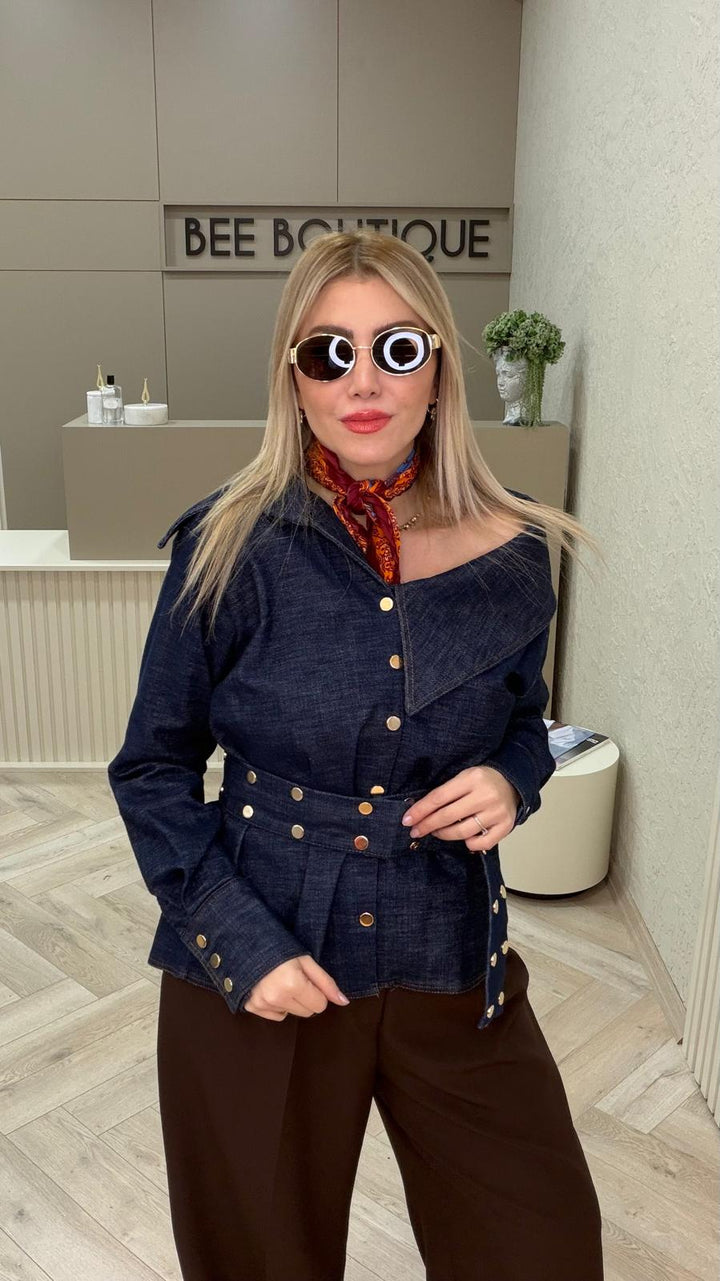 GOLD ÇIT ÇIT DETAYLI JEAN CEKET