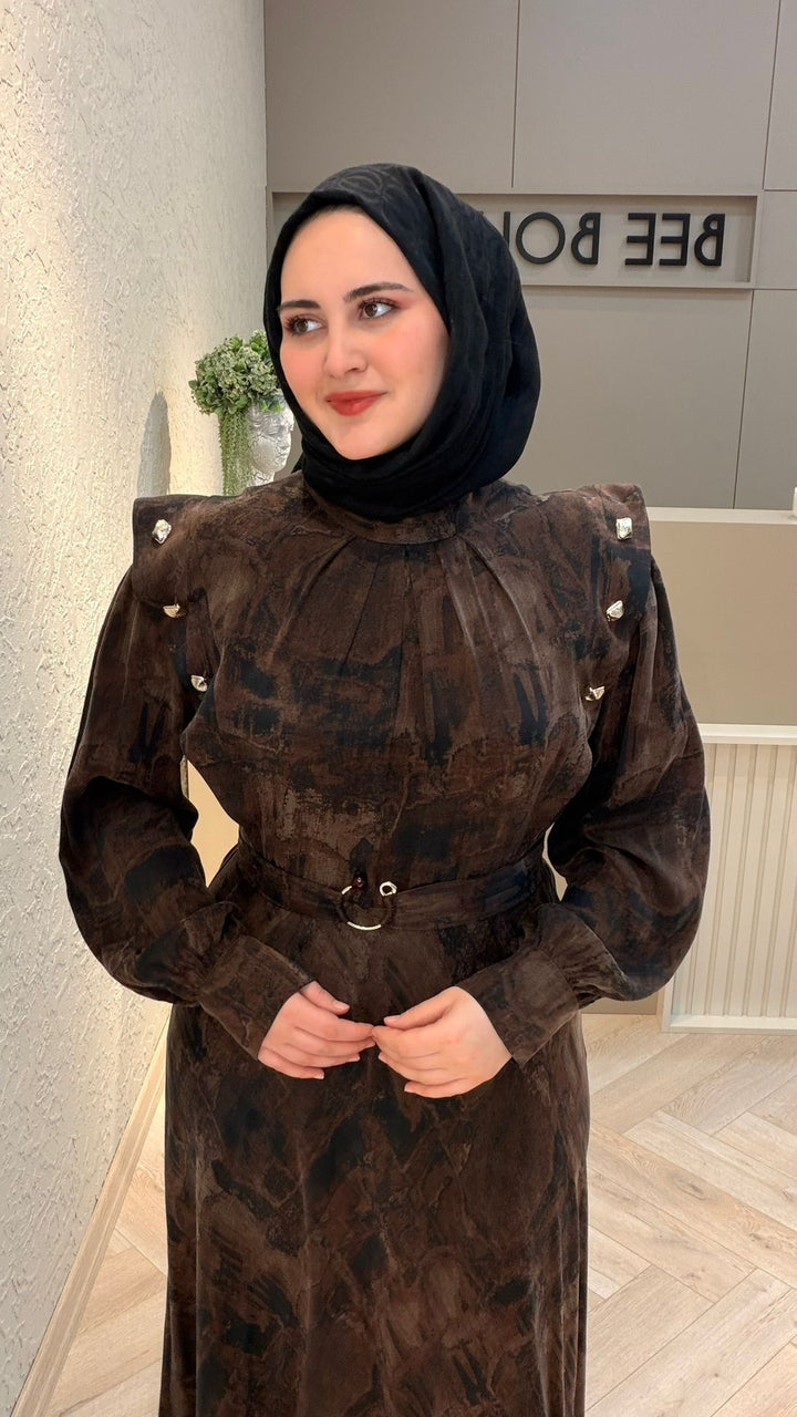 İPEK KUPRA GOLD DÜĞMELİ ELBİSE