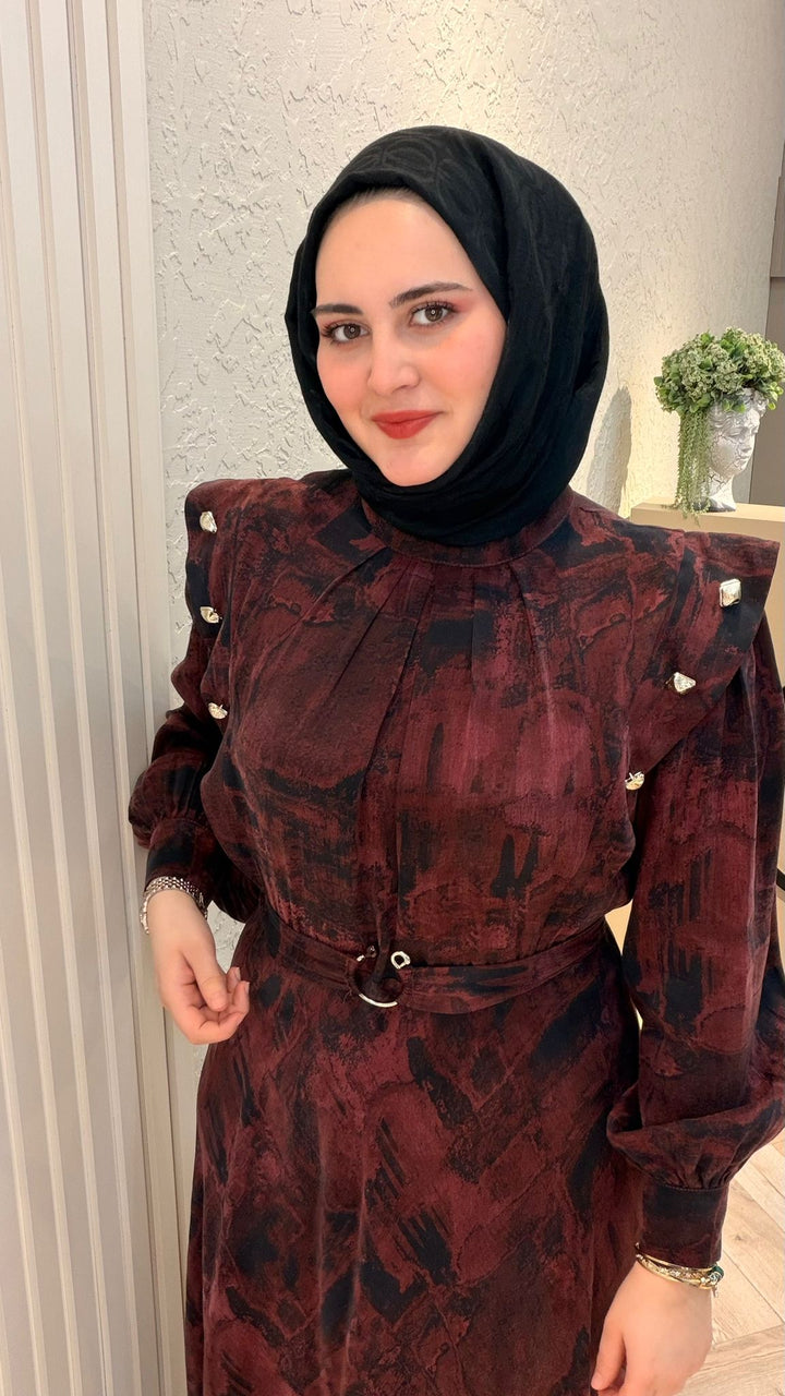 İPEK KUPRA GOLD DÜĞMELİ ELBİSE