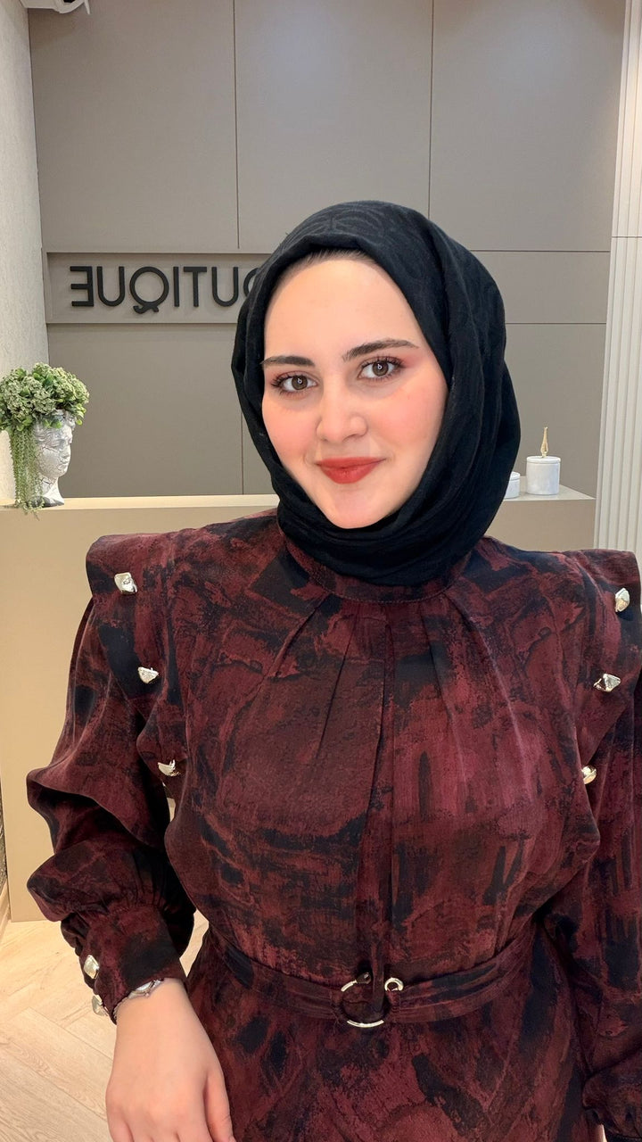 İPEK KUPRA GOLD DÜĞMELİ ELBİSE