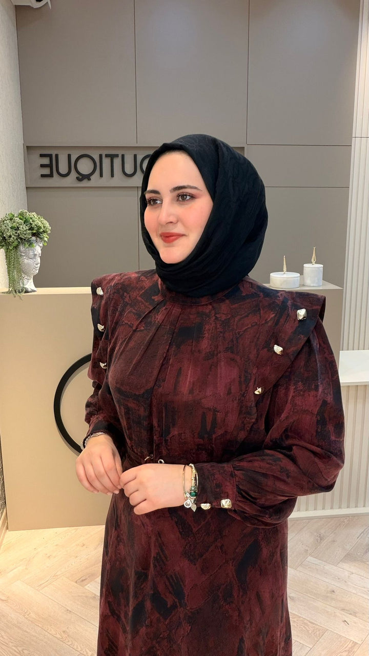 İPEK KUPRA GOLD DÜĞMELİ ELBİSE