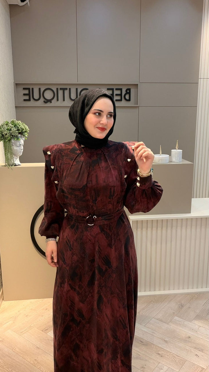 İPEK KUPRA GOLD DÜĞMELİ ELBİSE