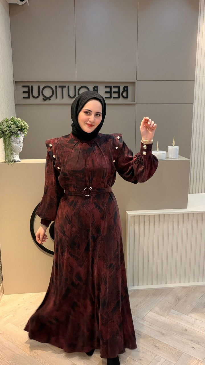 İPEK KUPRA GOLD DÜĞMELİ ELBİSE