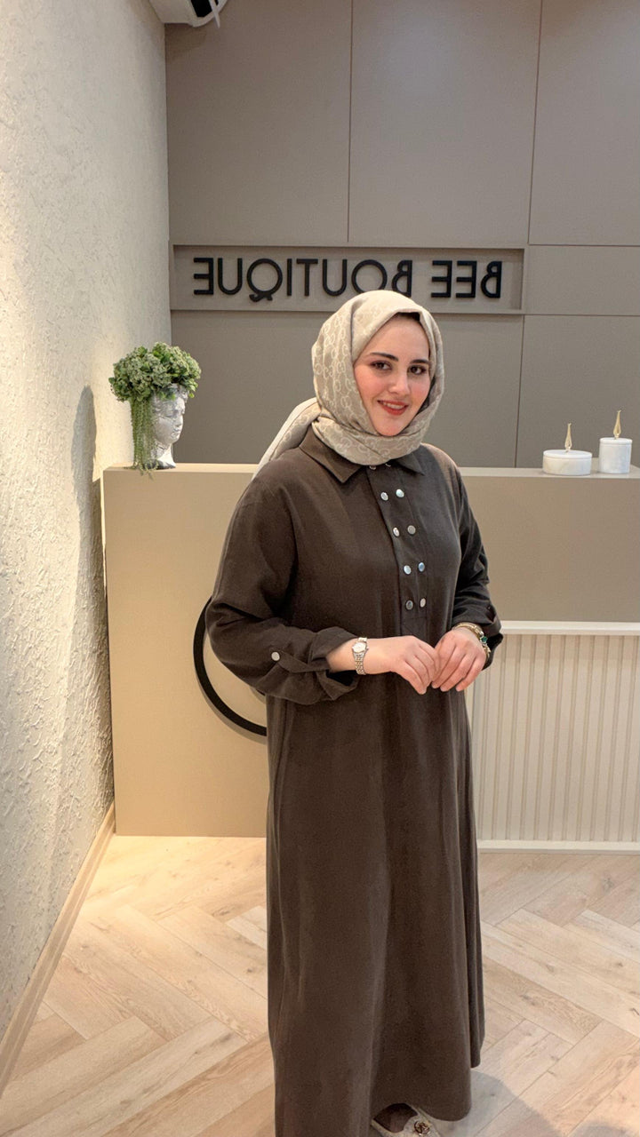 ÖNÜ ÇITÇITLI UZUN ELBİSE