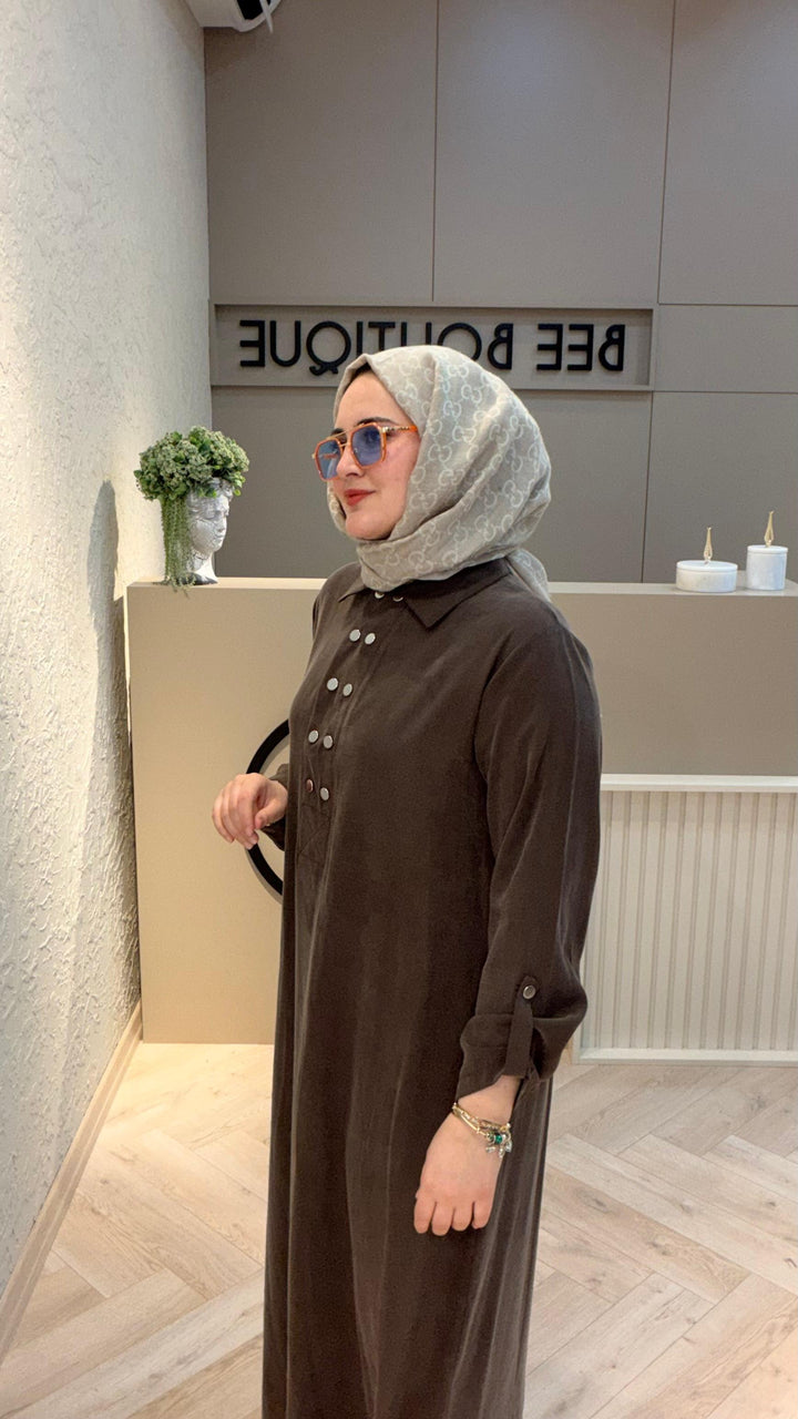 ÖNÜ ÇITÇITLI UZUN ELBİSE