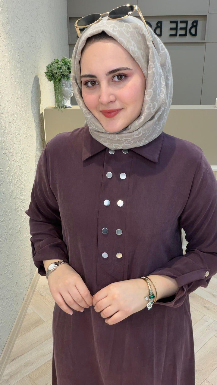 ÖNÜ ÇITÇITLI UZUN ELBİSE