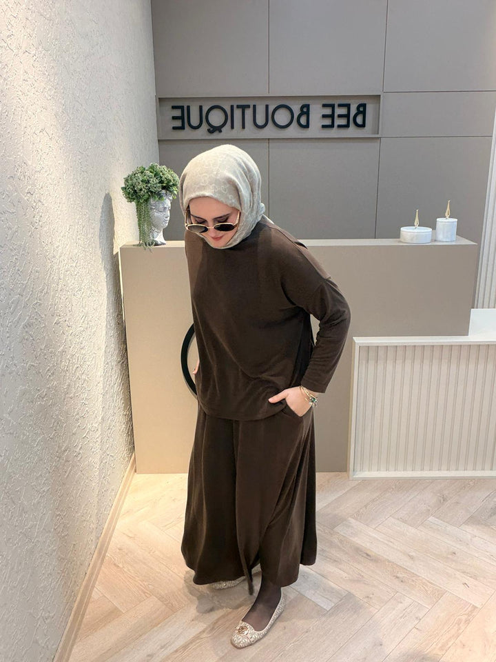 İNCE TENCEL KUMAŞ BASİC ETEKLİ TAKIM
