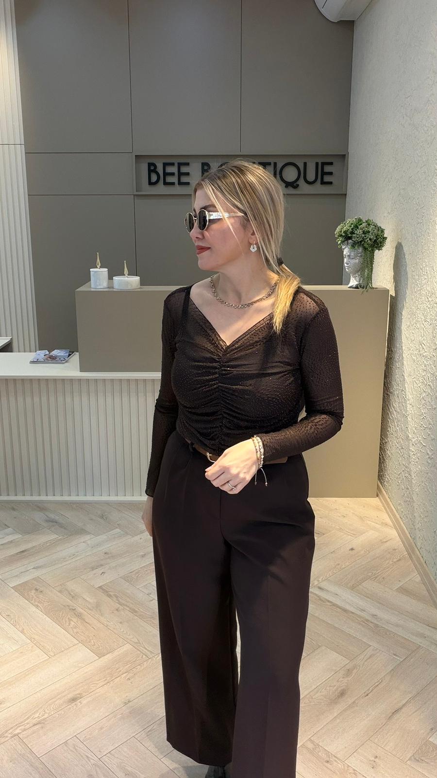 TRANSPARAN SİMLİ BLUZ
