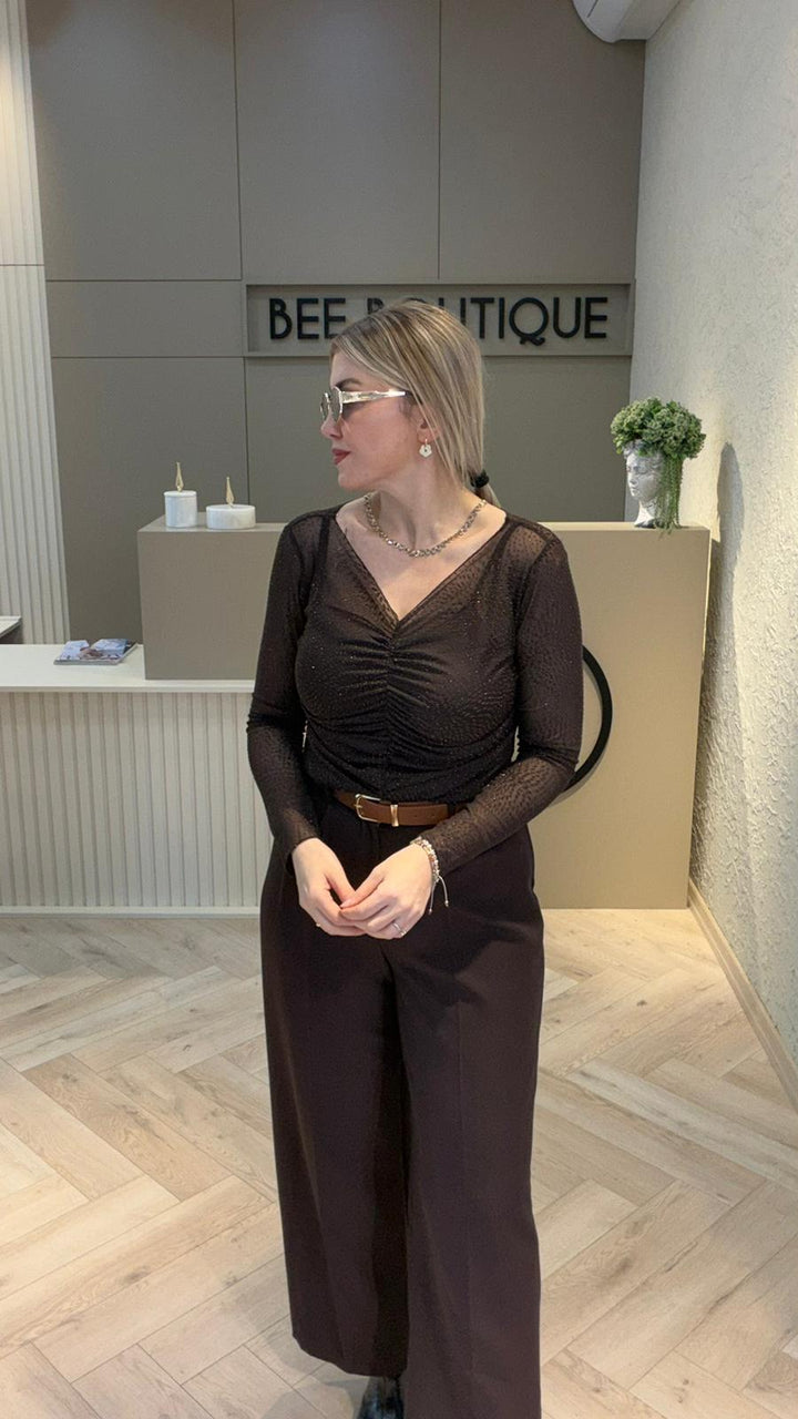 TRANSPARAN SİMLİ BLUZ