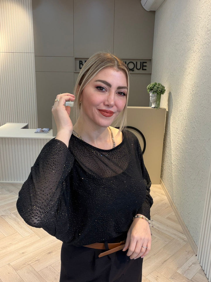 TRANSPARAN SİMLİ BLUZ