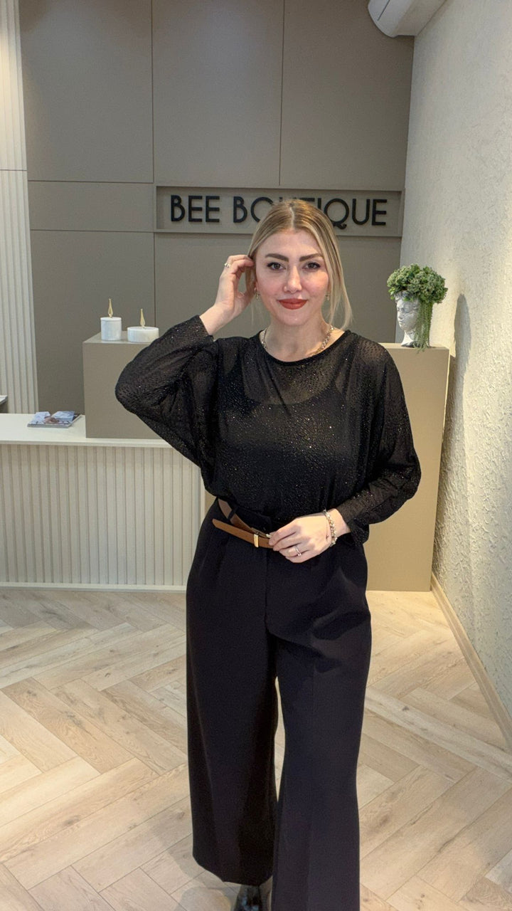 TRANSPARAN SİMLİ BLUZ
