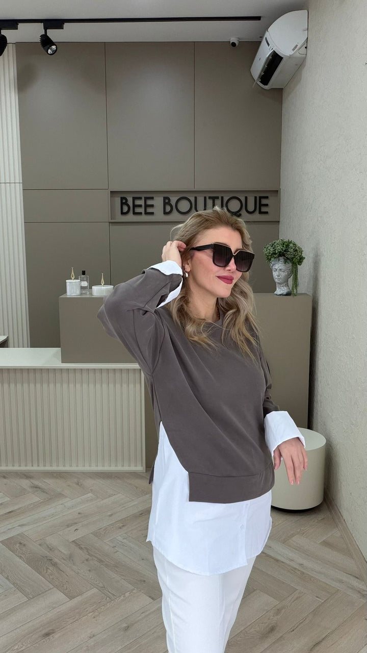 BEYAZ GARNİLİ SWEAT ELBİSE