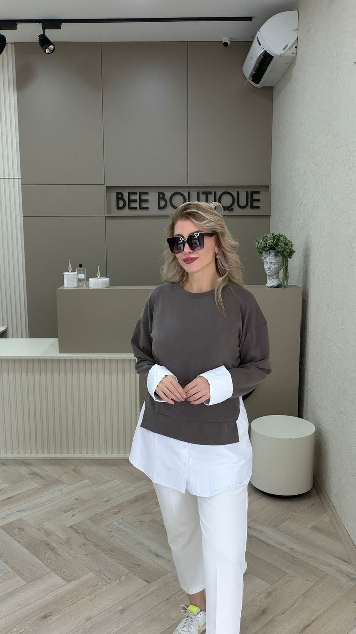 BEYAZ GARNİLİ SWEAT ELBİSE