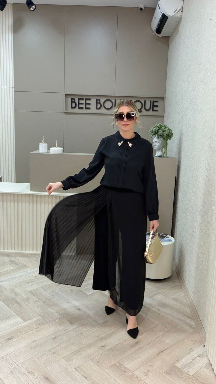 TASARIM PİLE DETAYLI BLUZ