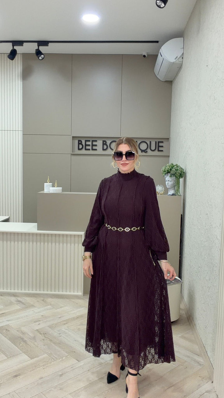 GÜPÜRLÜ UZUN ELBİSE