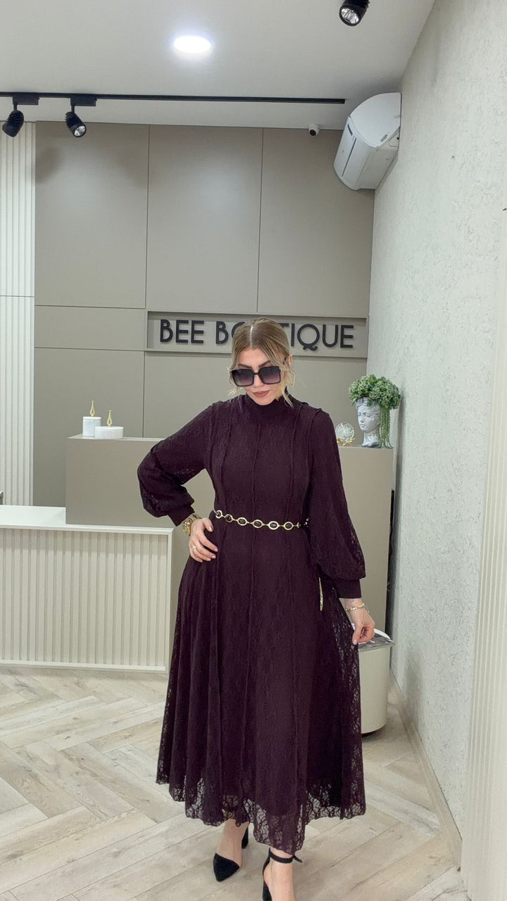 GÜPÜRLÜ UZUN ELBİSE