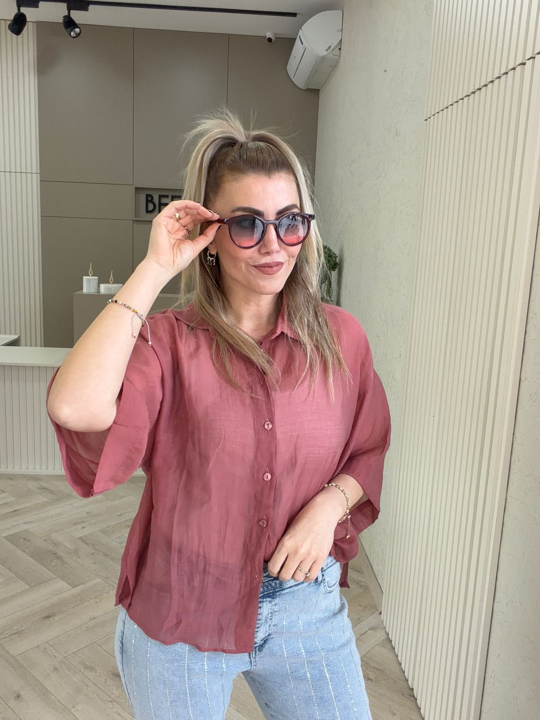 TENCEL KISA KOL GÖMLEK