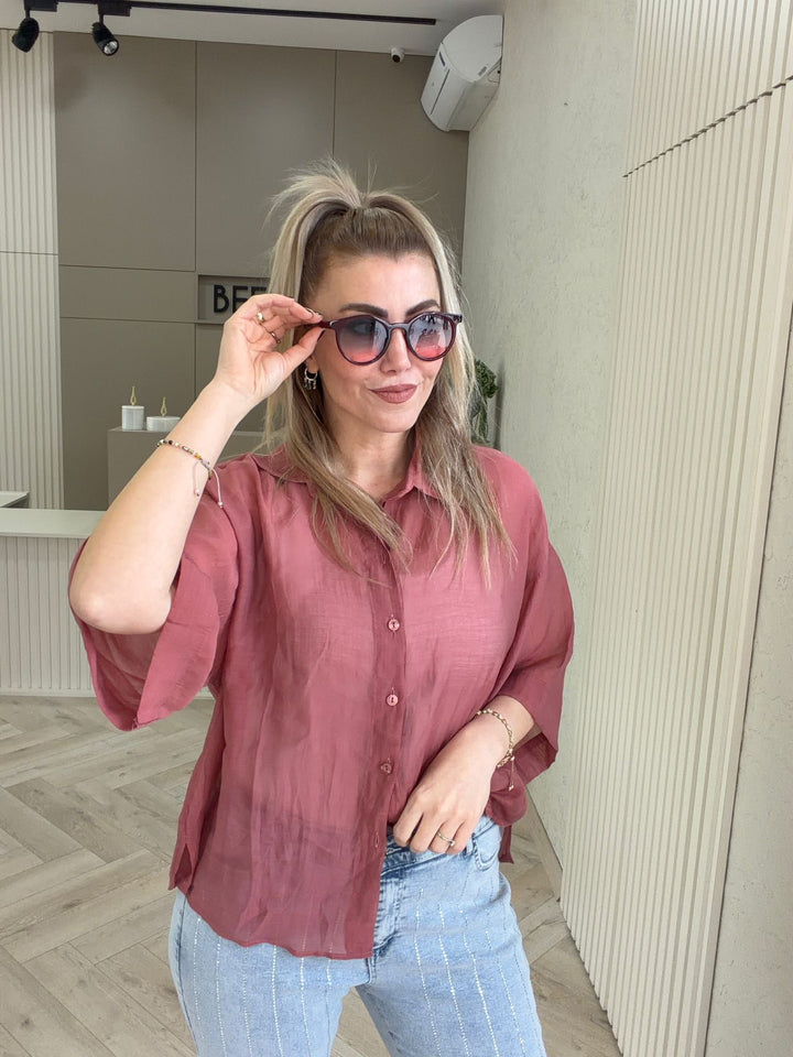 TENCEL KISA KOL GÖMLEK