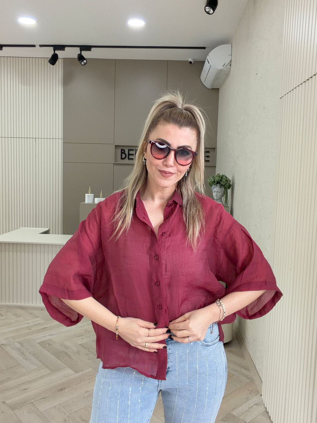 TENCEL KISA KOL GÖMLEK