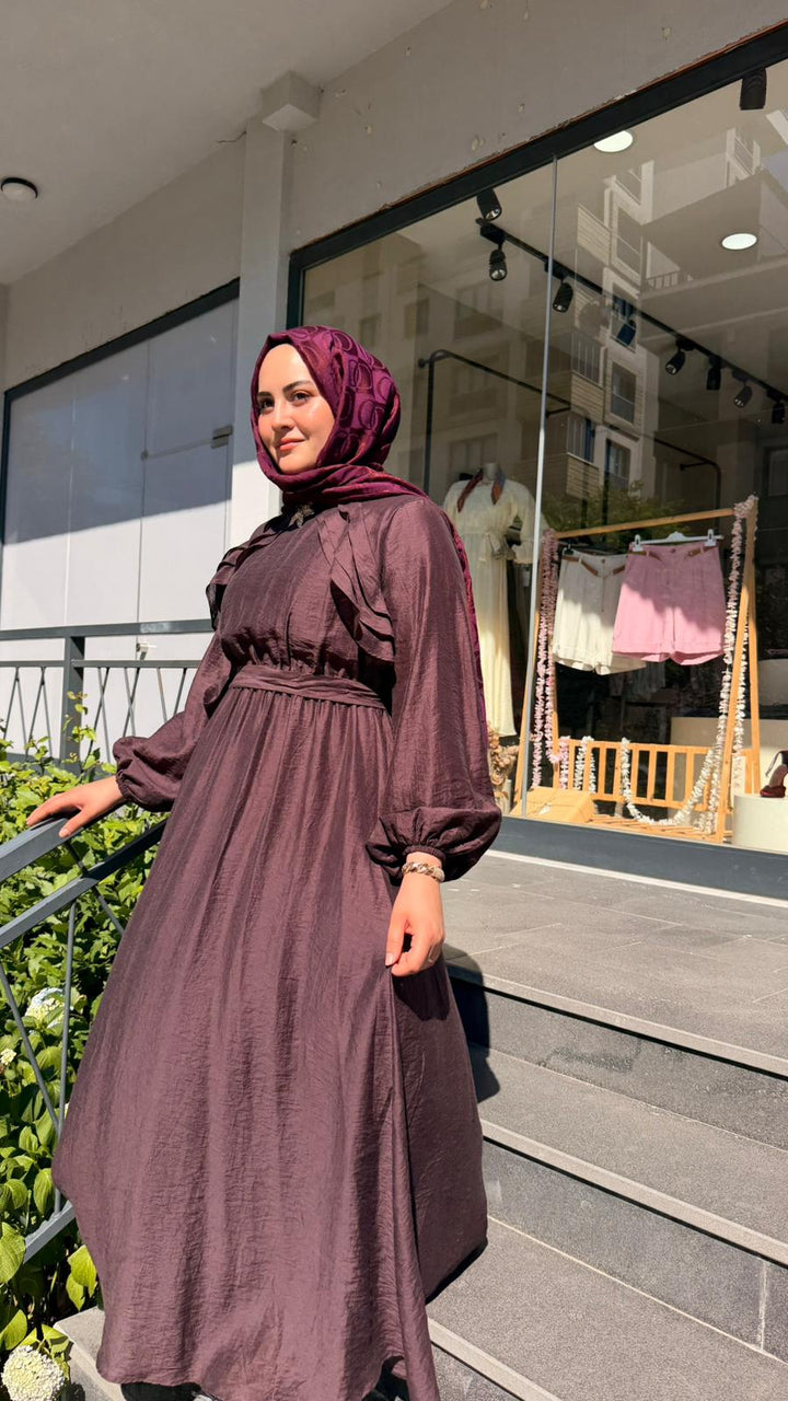 FIRFIR DETAYLI TRİL ELBİSE