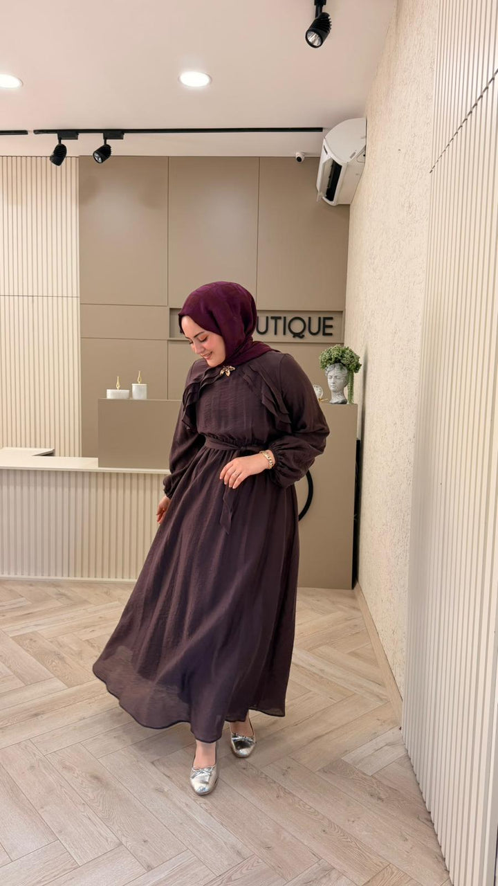 FIRFIR DETAYLI TRİL ELBİSE