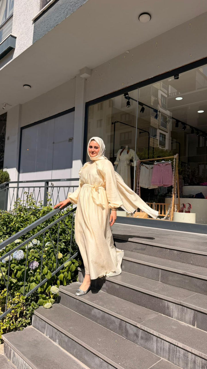 FIRFIR DETAYLI TRİL ELBİSE