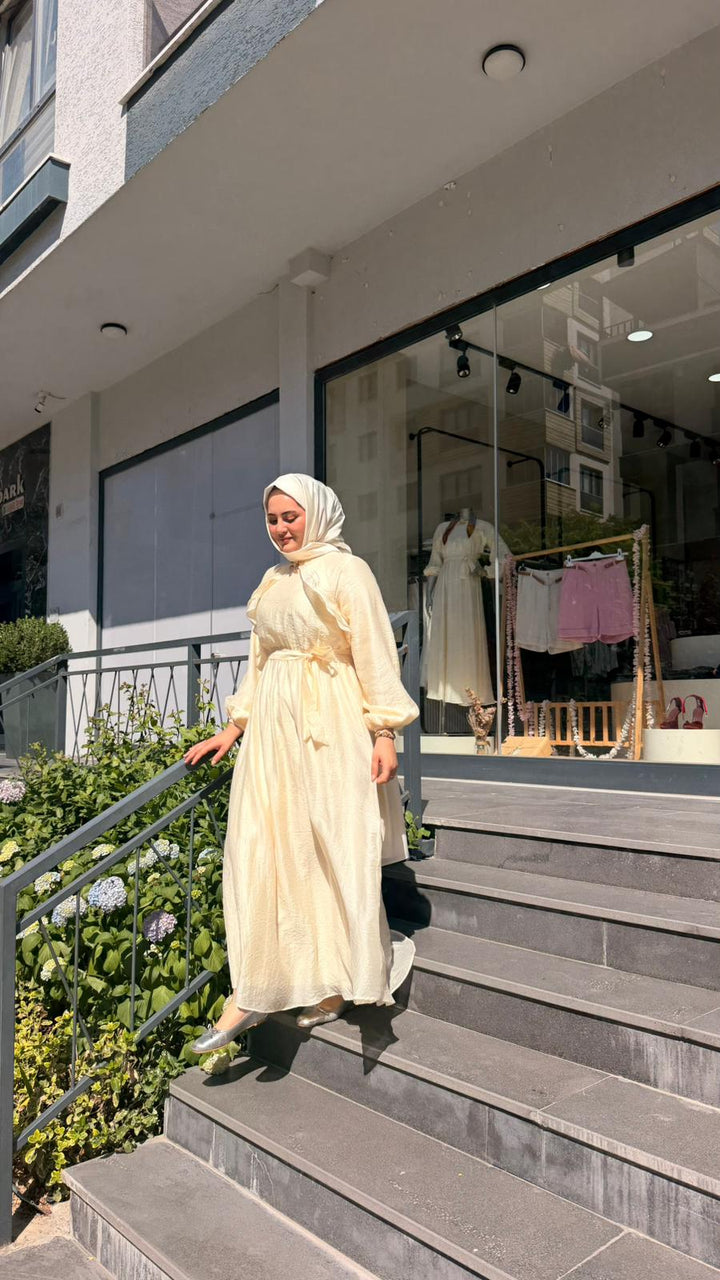 FIRFIR DETAYLI TRİL ELBİSE