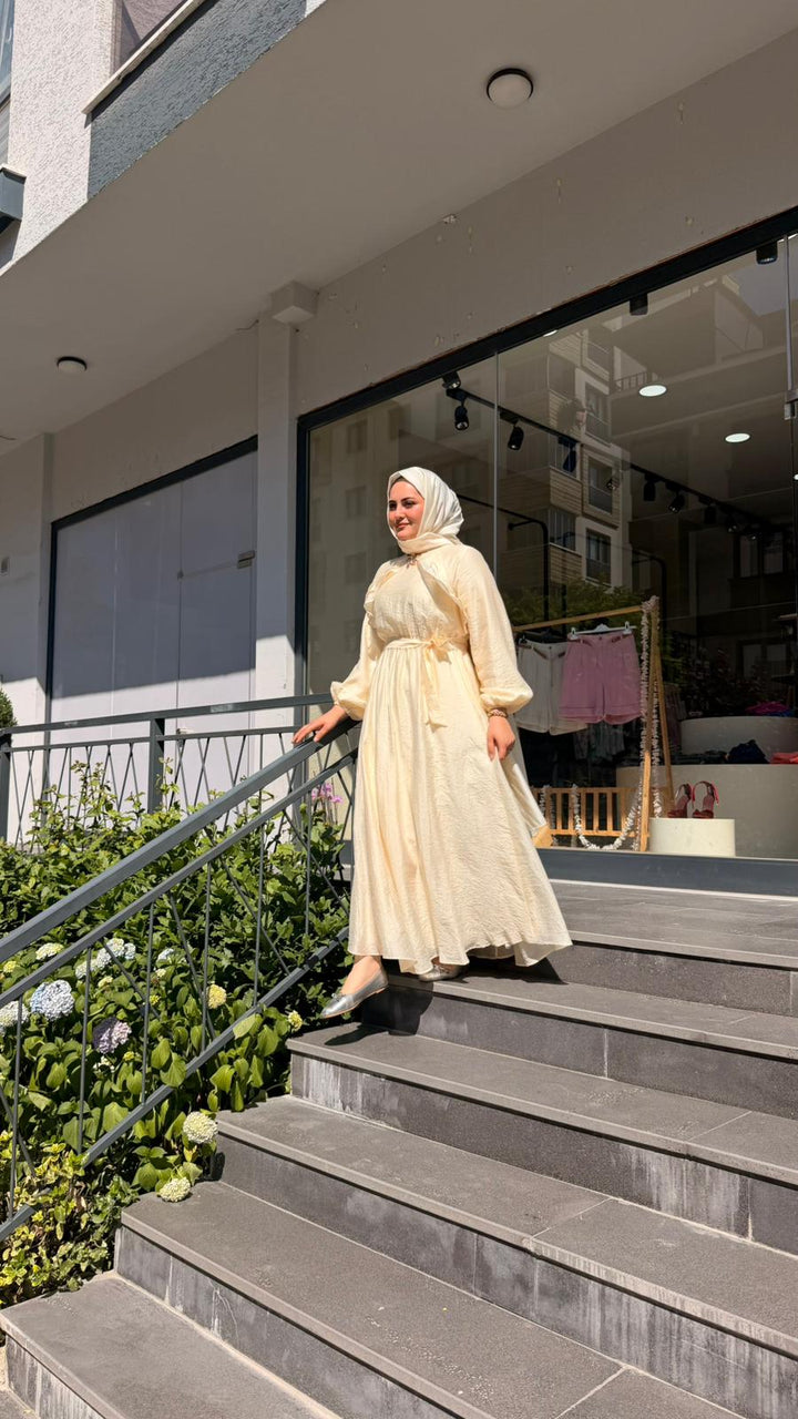 FIRFIR DETAYLI TRİL ELBİSE