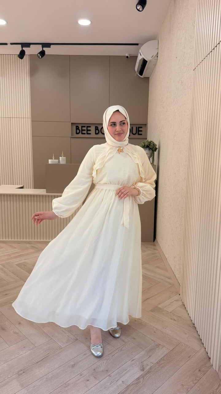 FIRFIR DETAYLI TRİL ELBİSE