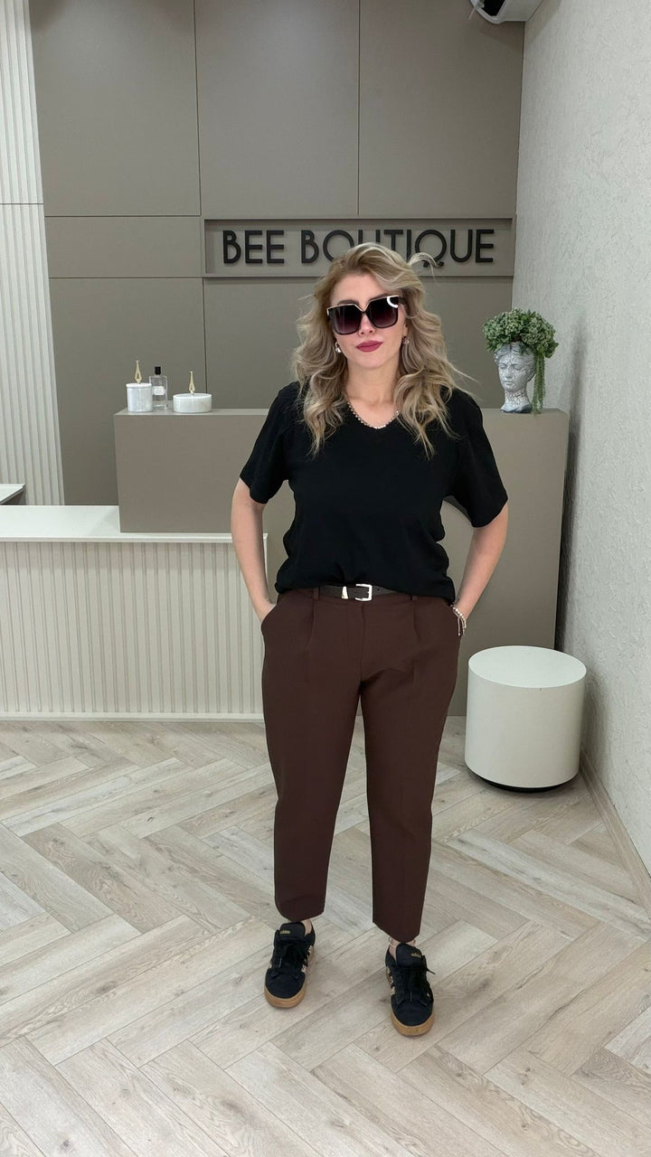 DERİ KEMERLİ HAVUÇ PANTOLON