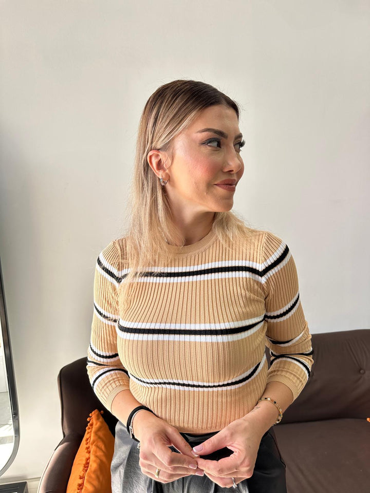 Bej Çizgili Kazak