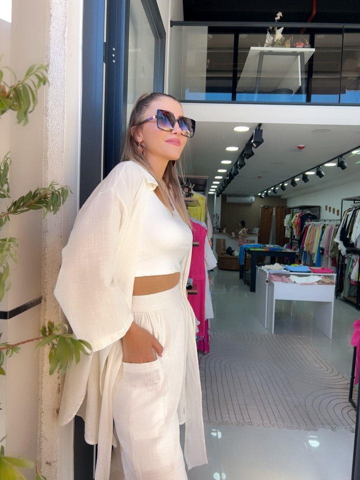 Beyaz Keten Kimono