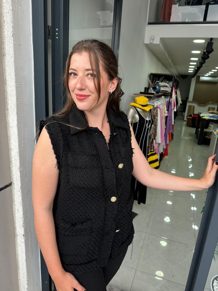 Chanel Kumaş Siyah Yelek